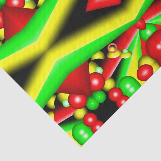 グリーンレッドイエローバブルとストライプ抽象芸術アート 薄葉紙 (詳細)