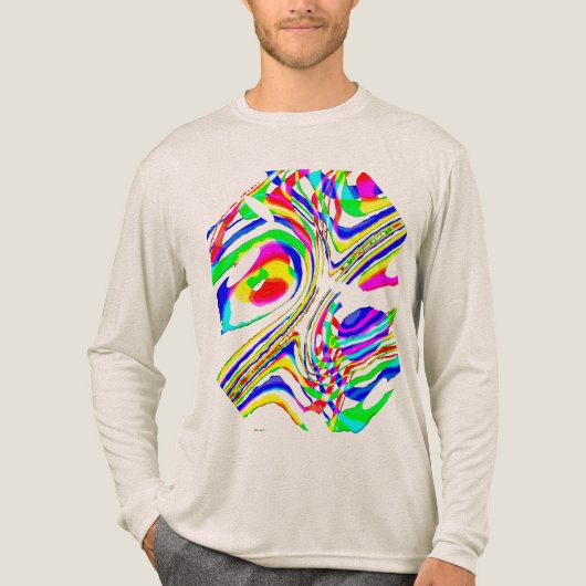 グリーンレッドイエローブルー紙吹雪円形抽象芸術 トライブレンドＴシャツ (正面)