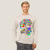 グリーンレッドイエローブルー紙吹雪円形抽象芸術 トライブレンドＴシャツ (正面全体)