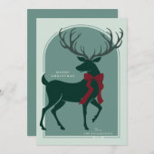 グリーンレッドエレガントスタグクリスマスカード シーズンカード (正面/裏面)