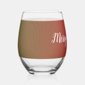 グリーンレッドカラーフェードフェスティバルホリデークリスマス ステムなしワイングラス (正面)