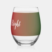 グリーンレッドカラーフェードフェスティバルホリデークリスマス ステムなしワイングラス (裏面)