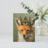 グリーンレッドキツネクラウンの美しい赤金ゴールド ポストカード (スタンド正面)