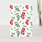グリーンレッドクリスマスストッキング カード (裏面)