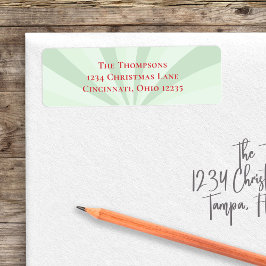 グリーンレッドクリスマスストライプのパターンカスタム ラベル