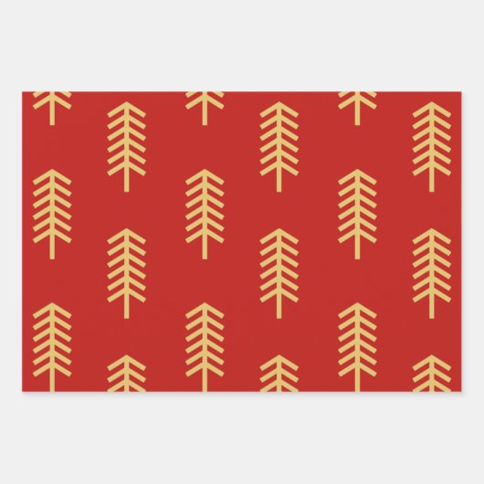 グリーンレッドクリスマスツリー完璧なクリスマスギフト ラッピングペーパーシート (正面)