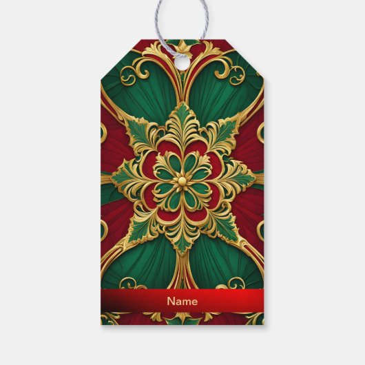 グリーンレッドクリスマスホリデーギフトラベル ギフトタグ (裏面)