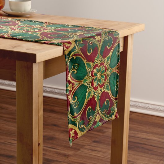 グリーンレッドクリスマスホリデーテーブルランナー ミディアムテーブルランナー (インサイチュ)