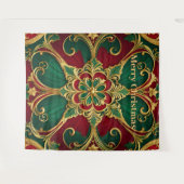 グリーンレッドクリスマスホリデーバックドロップ タペストリー (正面(横))