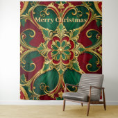 グリーンレッドクリスマスホリデーバックドロップ タペストリー (インサイチュ)