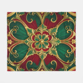 グリーンレッドクリスマスホリデーフリースブランケット フリースブランケット (正面(横))