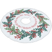 グリーンレッドクリスマスリースファミリー名 ブラッシュドポリエステルツリースカート (アングル)