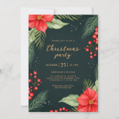 グリーンレッドグリーナリーホリデークリスマスパーティー 招待状 (正面)