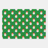 グリーンレッドサンタクロースジョイクリスマスホリデー ラッピングペーパーシート (正面3)