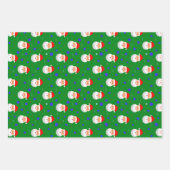 グリーンレッドサンタクロースジョイクリスマスホリデー ラッピングペーパーシート (正面2)