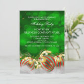 グリーンレッドシルバー金ゴールドホリーバウブルズホリデーパーティー 招待状 (スタンド正面)