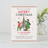 グリーンレッドシンプルクリスマスメリークリスマス招待状 招待状 (スタンド正面)