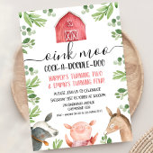 グリーンレッドジョイントファームアニマルズリーフ誕生日 招待状