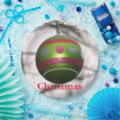 グリーンレッドストライプのオーナメントボール ペーパープレート (パーティー)