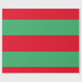 グリーンレッドストライプのクリスマスホリデーカラーブロック ラッピングペーパー (フラット)