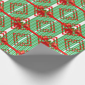 グリーンレッドストライプのボーアクセントレトロクリスマス ラッピングペーパー (角)