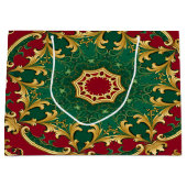 グリーンレッドデコレーションクリスマスホリデー抱き枕 ラージペーパーバッグ (正面)