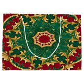 グリーンレッドデコレーションクリスマスホリデー抱き枕 ラージペーパーバッグ (裏面)