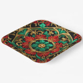 グリーンレッドデコレーションクリスマスホリデー紙プレート ペーパープレート (傾斜あり)