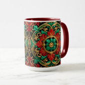 グリーンレッドデコレーションホリデーマグ マグカップ (正面右)