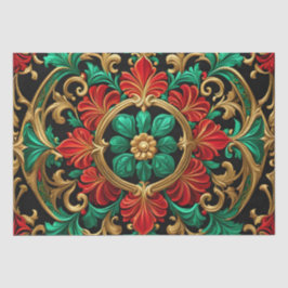 グリーンレッドデパティックホリデーティッシュペーパー 薄葉紙