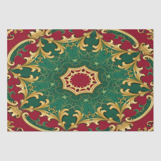 グリーンレッドデパティックホリデーティッシュペーパー 薄葉紙 (正面)