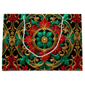 グリーンレッドデパティックホリデー抱き枕 ラージペーパーバッグ (正面)