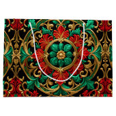 グリーンレッドデパティックホリデー抱き枕 ラージペーパーバッグ (裏面)