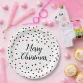 グリーンレッドドットクリスマスパーティー ペーパープレート (パーティー)