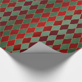 グリーンレッドハーレクインクリスマスラッピング紙 ラッピングペーパー (角)
