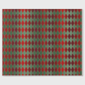 グリーンレッドハーレクインクリスマスラッピング紙 ラッピングペーパー (フラット)