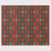 グリーンレッドハーレクインクリスマスラッピング紙 ラッピングペーパー (フラット)