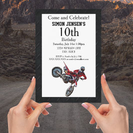 グリーンレッドバイクスポーツボーイ誕生日招待状 招待状