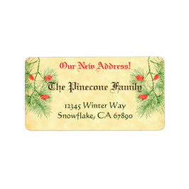 グリーンレッドパインカスタムホリデーニューアドレスラベル ラベル