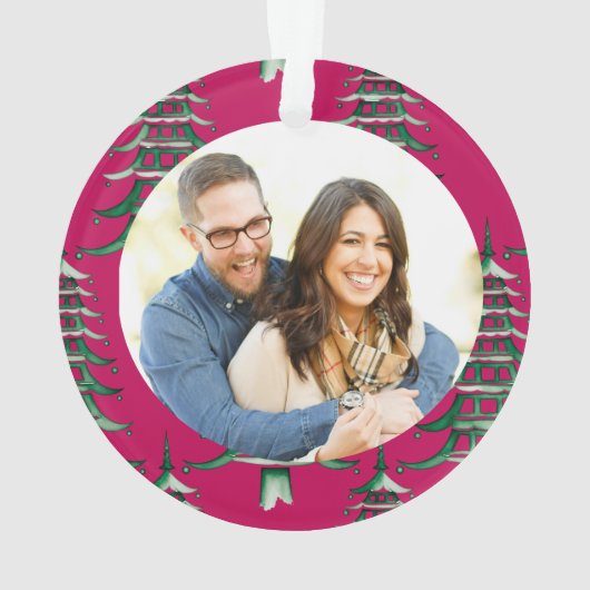 グリーンレッドパゴダクリスマスツリー婚約 オーナメント (裏面)