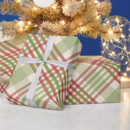 グリーンレッドパターンプレイドクリスマスラッピング紙 ラッピングペーパー