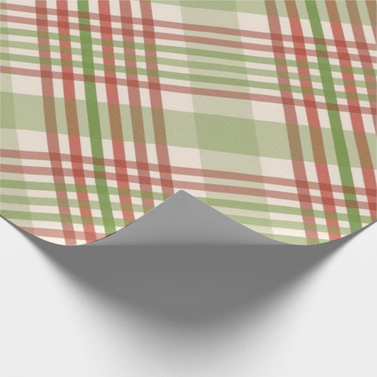 グリーンレッドパターンプレイドクリスマスラッピング紙 ラッピングペーパー (角)