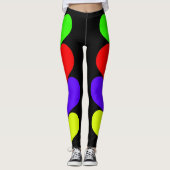 グリーンレッドパープルイエローハートブラックレギンス レギンス (正面)