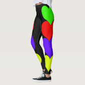 グリーンレッドパープルイエローハートブラックレギンス レギンス (左)