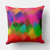 グリーンレッドパープルイエロー抽象芸術 クッション (裏面)