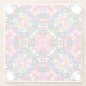 グリーンレッドピンクのクリスマスパタすてきーンカラフル ガラスコースター (裏面)