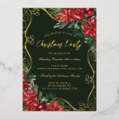 グリーンレッドフェスティバルフローラスワールクリスマスパーティー 箔招待状 (正面)
