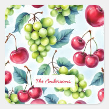 グリーンレッドフルーツフードパターンブドウさくらんぼ