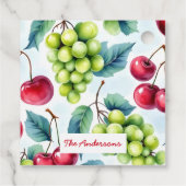グリーンレッドフルーツフードパターンブドウさくらんぼ フェイバータグ (裏面)
