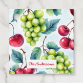 グリーンレッドフルーツフードパターンブドウさくらんぼ フェイバータグ (正面)